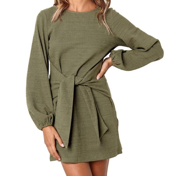 GREEN BODYCON SWEATER DRESS - Picture 2 of 7